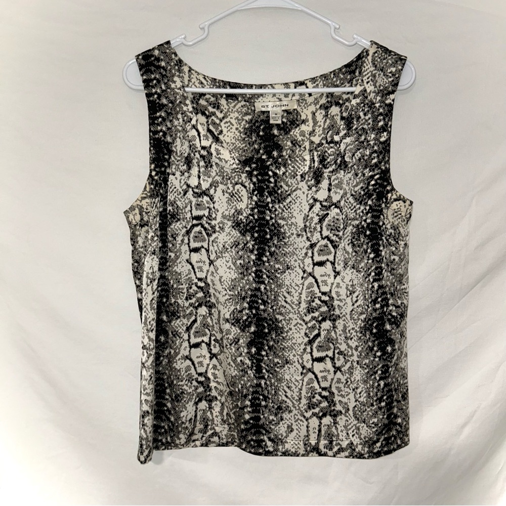 Y2K St. John Silk Black / Cream Snake Print Tank Top